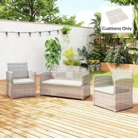 Outsunny Outdoor Seat Cushion Pads for Rattan Furniture, 3 PCs Garden Furniture Cushions, Cream White(m-8)