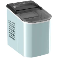 HOMCOM Mașină de Cuburi de Gheață cu Autocurățare 12 kg/24h 9 Cuburi Gata în 7 Minute 2 Mărimi de Gheață Rezervor 1,5L Albastru(m-1)