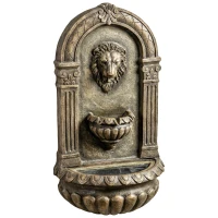 Outsunny Wall-Mounted Water Fountain, 3-Tier Cascading Waterfall with LED Lights and Adjustable Flow for Patio, Rustic Brown(m-1)