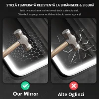 HOMCOM Oglindă de Baie cu Leduri 70x50 cm cu Bluetooth 3 Culori de Lumină Ceas Digital Funcție Anticeață Funcție de Memorie(m-5)