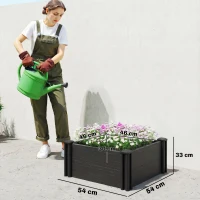 Outsunny Vinyl Raised Garden Bed Kit, 2 x 2 x 1ft Modular Elevated Garden Box with Slotting Legs and Open Bottom, Dark Grey(m-3)