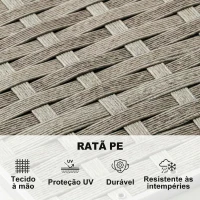 Outsunny Conjunto de Jardim em Vime de 3 peças com Sofás Modulares de 3 e 2 Lugares Mesa Lateral e Mesa de Centro Cinza(m-4)