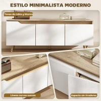 HOMCOM Mesa de TV para Salón con 3 Puertas para Televisión de 55 Pulgadas Estilo Moderno 120x35x45,5 cm Roble y Blanco(m-4)