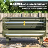 Outsunny Portable BBQ Grill, Charcoal Barbecue Grill with Adjustable Grates, Foldable Legs, Side Shelf for Camping Travel, Green(m-5)