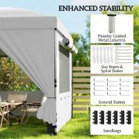 Outsunny 3 x 6 m Pop Up Canopy with UV50+ Protection Garden Gazebo with 6 Sidewalls, White(m-7)