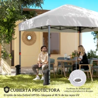 Outsunny Carpa Plegable Pop-up 3x3 m con 3 Paredes 2 Ventanas Altura Ajustable UPF50+ Bolsa Transporte y Sacos de Arena Blanco(m-4)
