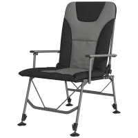 Outsunny Camping Chair Padded Reclining Folding Chair with Wide Armrests for Adults Black(m-11)