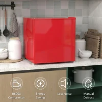 HOMCOM Congelador de sobremesa con capacidad de 35 litros, congelador pequeño con puerta reversible, Rojo(m-4)