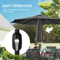 Outsunny 2.6 m Garden Parasol Umbrella with LED Solar Light, Parasol Cover, Outdoor Market Patio Umbrella, Black(m-9)