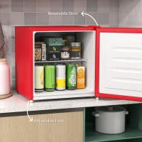 HOMCOM Tafelvriezer met 35 liter capaciteit, kleine vriezer met omkeerbare deur, rood(m-6)