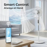 HOMCOM Wentylator stojący z 15-godzinnym timerem, oscylacją 85°, panelem LED, pilotem, biały(m-4)