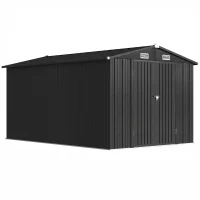 Outsunny 12 x 8 ft Garden Shed, Outdoor Storage Shed with 4 Vents and Lockable Double Doors, Dark Grey(m-1)