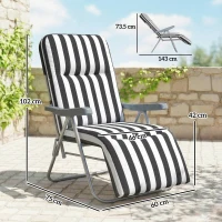Outsunny Set of 2 Foldable Patio Sun Lounger with Adjustable Backrest and Cushion, Grey and White(m-3)
