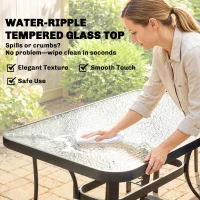 Outsunny Garden Dining Set for 4 with Umbrella Hole, Stackable Chairs and Rectangular Glass-Top Outdoor Table, Light Grey(m-7)