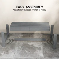 Outsunny Wooden Outdoor Bench, 2 Seater Garden Bench, Backless Patio Bench with Slatted Curved Seat, Grey Embossed Finish(m-7)