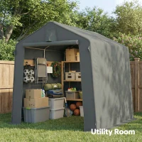 Outsunny 7.5 x 6.2 ft Outdoor Garden Storage Shed, Waterproof Bike Tent with Roll-Up Zipper Door and Vent, Dark Grey(m-8)