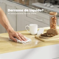 HOMCOM Isla de Cocina con Ruedas Encimera Extensible 4 Puertas Estantes Ajustables Especiero y Soporte para Toallas Blanco(m-8)