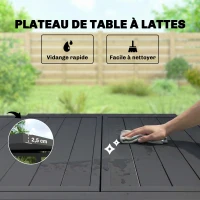 Outsunny Table de jardin extensible table extérieur pour 4-6 personnes avec rallonge auto-stockée aluminium 80-160 x 80 cm noir(m-6)