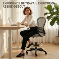 Vinsetto Chaise bureau ergonomique, fauteuil de bureau avec repose-pieds et accoudoirs, en maille, 59 x 65 x 123 cm, Gris(m-5)