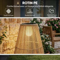 Outsunny Lanterne Solaire Extérieure en résine tressée lampadaire sans fil rechargeable  capteur de lumière 35 x 35 x 55 cm jaune(m-6)