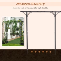 Outsunny 210cm Decorative Metal Garden Trellis Arch with Durable Steel Tubing & Elegant Scrollwork, Great for Weddings, Dark Gre(m-6)