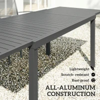 Outsunny Extending Garden Table for 6-8 People, Full Aluminium Outdoor Dining Table with Slatted Top, Dark Grey(m-5)