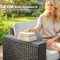 Outsunny 5 Seater Rattan Garden Furniture Set with Wide Armrests, Cushions, Pillows for Patio, Dark Grey(m-7)