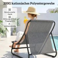 Outsunny Loungesessel Outdoor Balkonsessel mit Hocker 13 cm dicker Auflage rutschfesten Füßen Dunkelgrau(m-6)