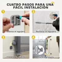PawHut Barrera de Seguridad para Perros Retráctil Extensible hasta 180 cm de Ancho para Escaleras y Puertas Gris(m-7)