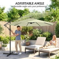 Outsunny 3m Overhanging Cantilever Parasol, with Cross Base - Beige(m-5)