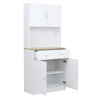 HOMCOM Bufet Bucatarie Alb 80×40×180 cm – Cu Dulap si Sertar(m-14)