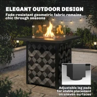 Outsunny Square Propane Gas Fire Pit Table,12 KW Firepit Outdoor Patio Heater with Glass Wind Guard, Lava Rocks, Gas Tank Holder(m-6)