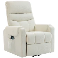 HOMCOM Sillón Levanta Personas con 8 Punto de Masaje Reposapiés Mando a Distancia y Bolsillo Lateral 83x92x110 cm Beige(m-11)