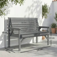 Outsunny 2 Seater Wooden Garden Bench, Slatted Patio Bench with Armrest and Backrest, Outdoor Furniture for Indoor, Balcony(m-3)