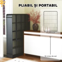 PawHut Țarc cu 12 Panouri din Oțel pentru Câini de Talie Medie, 80 cm Înălțime, Negru(m-6)