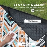 Outsunny Picnic Blanket, 300x200CM Large Beach Blanket Outdoor Picnic Mat with Integrated Strap for Camping, Mix-Colour(m-5)