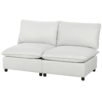 HOMCOM Sofá 2 lugares, 146 cm Sofá modular em couro sintético com assento largo e profundo, almofadas grossas, montagem fácil, cinza(m-6)