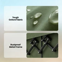 Outsunny 95L Foldable Festival Trolley on Wheels, Collapsible Wagon Cart with Adjustable Handle and 2 Cup Holders, Dark Green(m-9)