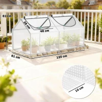 Outsunny Mini Greenhouse Portable Flower Planter Tomato Vegetable House for Garden Backyard with Zipper 120 x 60 x 60 cm, White(m-3)
