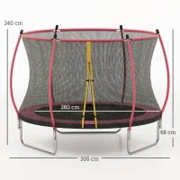 SPORTNOW 10ft Outdoor Trampoline with Enclosure Net, Spring Cover, Pink(m-3)