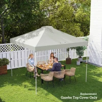 Outsunny Gazebo Roof Replacement UV50+ Waterproof Pop Up Canopy Cover with 8 Drainage Holes 3 x 3 m White(m-9)