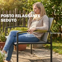 Outsunny panca da giardino in metallo, 2 posti, tessuto traspirante Texteline, colore grigio.(m-7)