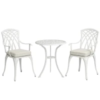 Outsunny Three-Piece Cast Aluminium Bistro Set - White(m-1)