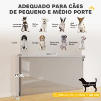 PawHut Barreira de Segurança para Cães Retrátil Extensível até 180 cm de Largura para Escadas e Portas Cinzento(m-3)