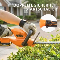 Outsunny Elektro Heckenschere Akku Elektrischer Heckenschneider mit 100 W Motorleistung Kabellos 51cm Schnittlänge ABS Orange(m-7)