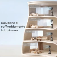 HOMCOM Ventilatore Nebulizzatore con Serbatoio 3.1L, 3 Modalità e 3 Velocità, Ruote, Oscillazione 70°, Inclinazione 10°, Timer 12h, 90W(m-4)