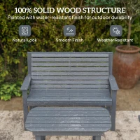 Outsunny 4 Piece Wooden Garden Furniture Set, Outdoor Garden Sofa Set with 2 Armchairs, Loveseat and Coffee Table, Grey(m-5)