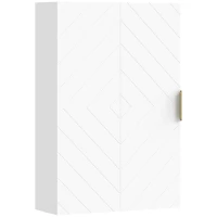 kleankin Armário Casa de Banho de Parede Moderno com 1 Puxador de Aço e Prateleiras Ajustáveis 40x15x60 cm Branco(m-10)