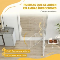 PawHut Barrera de Seguridad para Perros 74,5-111,5 cm Puerta para Perros para Escaleras con Pestillo Cierre Automático Blanco(m-6)