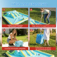AIYAPLAY Castillo Hinchable Acuático 7 en 1 con Soplador 2 Toboganes Trampolín Piscina Canasta Columna de Boxeo 426x360x198 cm(m-7)